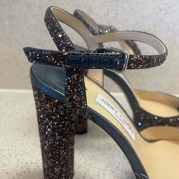 Jimmy Choo Peach Glitter Platform Heels 41.5‎ - Picture 6 of 7
